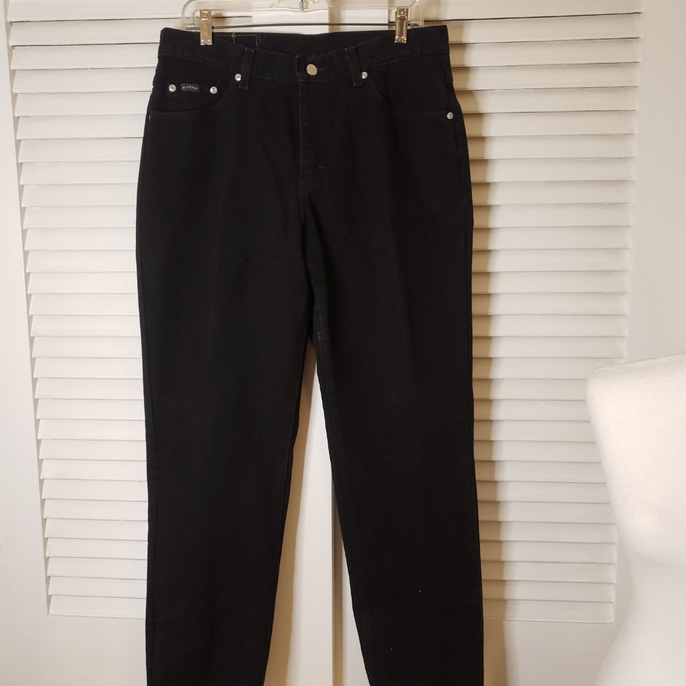 Authentic Mom Jeans- Vintage Black Denim Riders 14 Med - Picture 2 of 4